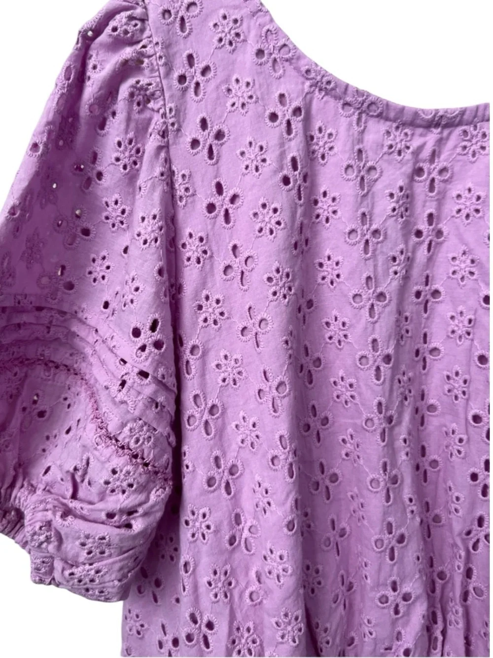 Poupette St. Barth Chantal Lilac Eyelet Mini Dress Size 12